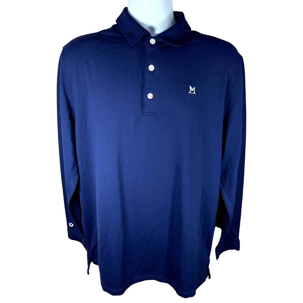 ibkul golf blue long sleeve polo shirt with Golf club crest logo